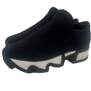 iRi NYC Black/White Neoprene Low Top Platform Slip On Athletic Shoe, WomensEU 37